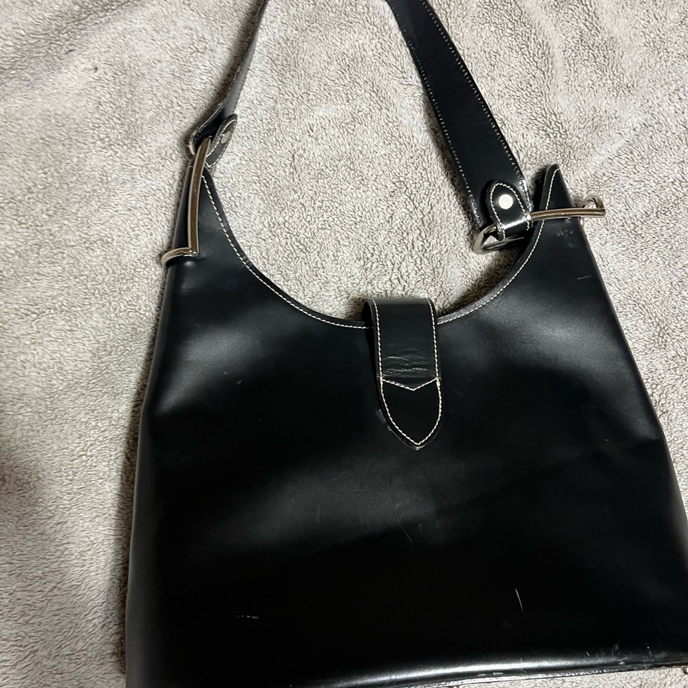 Vintage Dooney & Bourke Black Leather Shoulder Bag with Silver Hardware - Picture 6 of 8